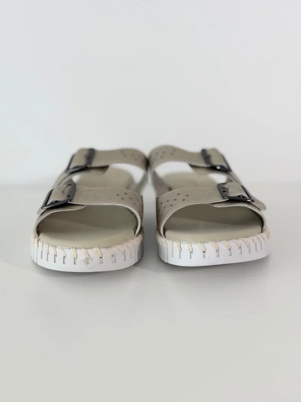 Ilse Jacobsen Hornbæk Tulip Gold Metallic Double Strap Slide Comfort Sandals 10